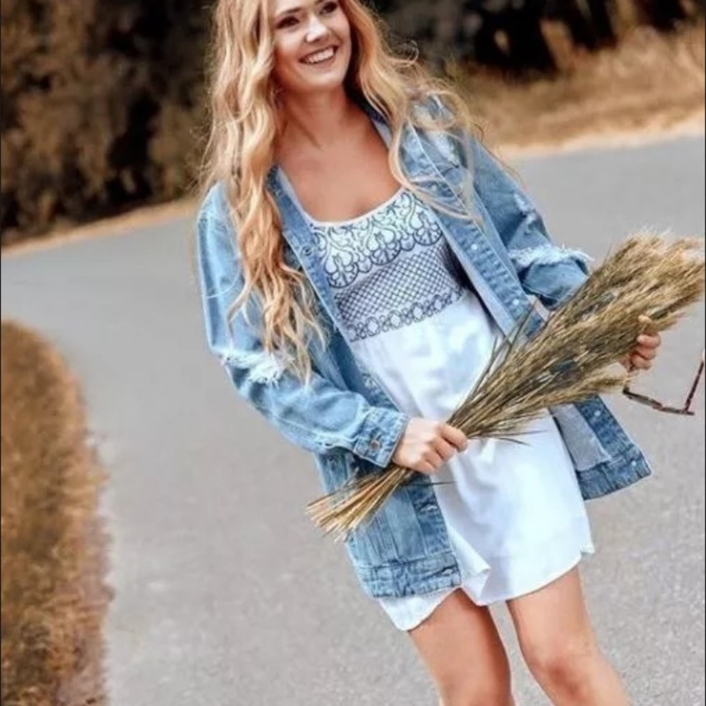 Ripped boyfriend jean jacket